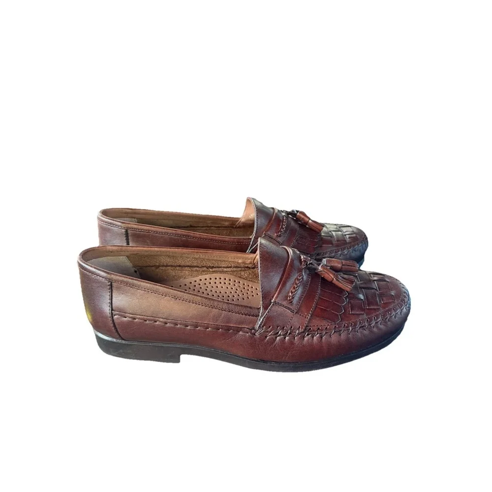 NWOT‎ Giorgio Brutini Antigua woven Brown tassel kiltie Derby loafers Mens 10